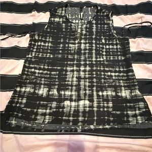 Calvin Klein Black and White Tie-Dye Sleeveless Blouse
